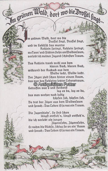 Drittes Reich O.J. Ansichtskarte / Postkarte / Im Grünen Wald, Dort Wo ...