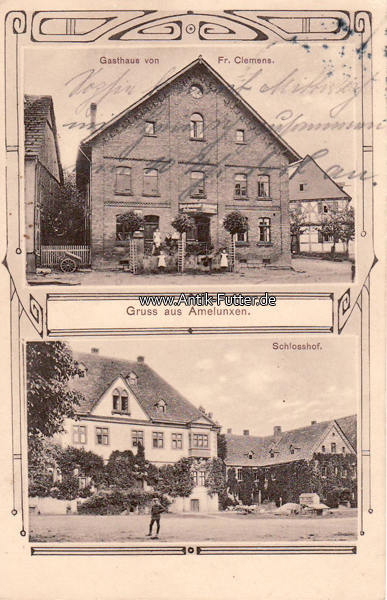 Amelunxen/Beverungen 1911 Ansichtskarte/Gruss aus Amelunxen./Gasthaus ...
