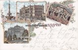 Hannover Litho/Ansichtskarte/Gruss aus Hannover/Palmenhaus./Rathaus-Brunnen./Das ... -
