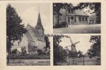 Midlum Ansichtskarte/Postkarte/Midlum Kirche/Schule/Mühle -