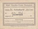 Deutsches Reich/Dortmund Schlafkarte/Kath. Gesellen-Verein Dortmund -