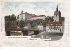 Gera Ansichtskarte/Postkarte/Schloss Osterstein mit Elsterbrücke. Gera, den -