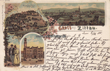 Zittau Ansichtskarte / Postkarte / Litho / Gruss aus Zittau. / Rathaus / Kirche, ... -