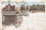 Niederwiera / Oberwiera / Harthau Ansichtskarte / Postkarte / Litho / Gruss aus Niederwiera. / Saal. / Gasthof ... -