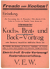 Fretter Plakat / Einladung / V.E.W. / Koch=, Brat= und Back-Vortrag / Freude am Kochen! -