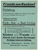 Küntrop Plakat / Einladung / V.E.W. / Koch-, Brat- u. Back-Vortrag / Freude am Kochen! -