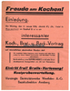 Hovestädt Plakat / Einladung / V.E.W. / Koch-, Brat- u. Back-Vortrag / Freude am Kochen! -