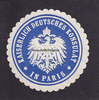 Paris/Frankreich Siegelmarke / Verschlussmarke / Kaiserlich Deutsches Konsulat in Paris