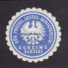 Preussen Siegelmarke / Verschlussmarke / Kön. Preuss. Justiz-Ministerium Geheime Kanzlei