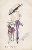 Deutsches Reich Ansichtskarte / Künstlerkarte / Plum / Hutmode / Dame mit Hund / G. H. Paris. -