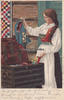 Schweden Ansichtskarte / Postkarte / Frau holt Tracht aus einem Koffer / Schweden -