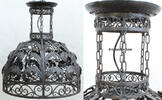 Deutsches Reich Lampe / Lampenschirm / Große Hängeleuchte / Geschmiedetes Eisen -