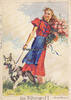 Drittes Reich Ansichtskarte / Postkarte / Werbung / Indanthren / Dame mit Schäferhund und.. -