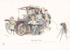 Stuttgart Ansichtskarte / Postkarte / Künstlerkarte von Hans Liska / Mercedes 1904 -