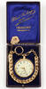  Um 1900 Lüdenscheid / Schweiz Offene Herrentaschenuhr in 585er Gelbgold mit Uhrenkette, Medaillon Anhänger 2-3