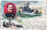 Deutsches Reich Künstlerkarte/S.M. Panzerschiff <i>Brandenburg</i>/Kyffhäuser Denkmal -