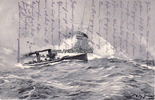 Deutsches Reich Künstlerkarte von Willy Stöwer / Torpedoboots-Angriff in der Nordsee. -