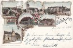 1900 Farb-Lithografie/Gruss aus Salzkotten/Gradirwerk./Rathaus./Pfarrkirche./... 2