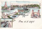 Kiel-Holtenau Farb-Lithografie/Gruss vom Nord-Ostsee Kanal. Vom 11.8.1895./Holtenau mit der... -