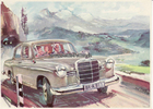 Bundesrepublik Künstler-Werbekarte Signiert/Mercedes-Benz 180 -