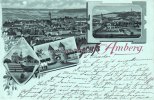 Amberg Litho/Gruss aus Amberg./Mariahilfberg Kirche u. Franziskaner-Kloster -