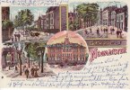Neumünster Litho/Gruss aus Neumünster/Louisenstrasse/Grossflecken mit Denkmal/Gymnasium/... -