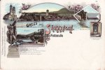 Säkkingen Litho/Gruss aus Säkkingen/Bergsee/Scheffelthurm/Grabmal d. Trompeter v.Säkkingen -