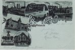 Bochum Litho/Gruss Bochum/Zeche Constantin der Grosse/Gymnasium/Kriegerdenkmal/... -