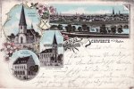 Schwerte a. d. Ruhr O.J. Litho/Gruss aus Schwerte A.D. Ruhr./Evangel. Kirche./Altes Rathhaus./Kathol... 2-3