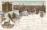 1899 Litho/Gruss aus Rheydt/Wappen-der Stadt-Rheydt/Rathaus/Bismark-Denkmal/Denkmal.. 2