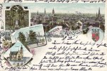1899 Litho/Gruss aus Rheydt/Wappen-der Stadt-Rheydt/Rathaus/Bismark-Denkmal/Denkmal.. 2-3