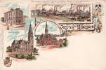 Dortmund/Hörde Litho/Vorläufer/Gruss aus Hörde / Rathhaus. / Evangelische Kirche./Kath. Kirche./... -