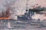 Deutsches Reich Künstlerkarte/S.M.S. "Augsburg" Libau beschießend./Flottenbund Deutscher ... -