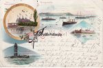 Kiel/Friedrichsort Litho/Gruss aus Kiel/Friedrichsort./Kriegshafen./See-Badeanstalt./Leuchtthurm... -