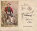  2 Hälfte 19. Jahrh. Meran / Südtirol / Italien Kabinettfoto / Mann in Tracht / Peter Moosbrugger Hof-Photograph S. M. des... 2-3