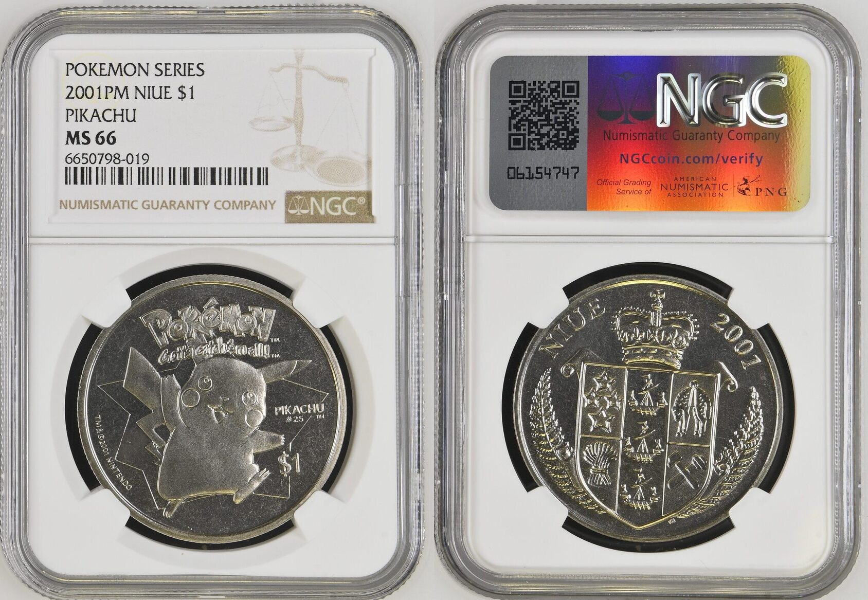 $1 2001PM Niue Pokemon Pikachu nickel coin NGC MS 66 | MA-Shops