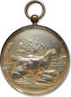 GREAT BRITAIN 47mm SILVER Agricultural Award Medal 1874 A.D. by Thomas Ottley - horse, cattle, sheep, pig - in box - awarded to Mr. Underhill VF+ / EF-hairline scratches, gold irridescent toni