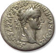 ROMAN EMPIRE AR silver denarius circa 18-35 A.D. Tiberius, Lugdunum (Lyon mint) - famous tribute penny type - VF+ some porosity on reverse, some white-ish colou