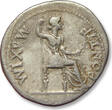 ROMAN EMPIRE AR silver denarius circa 18-35 A.D. Tiberius, Lugdunum (Lyon mint) - famous tribute penny type - VF+ some porosity on reverse, some white-ish colou