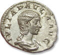 ROMAN EMPIRE AR silver denarius circa 219-220 A.D. Julia Paula, Rome mint - CONCORDIA reverse - great portrait VF+ / EF-light toning