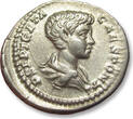 ROMAN EMPIRE AR silver denarius circa 201-202 A.D. Geta as Caesar, Rome mint - PRINC IVVENTVTIS reverse - beautifully struck VF+ / EF-lightly toned, some mint luster in fields