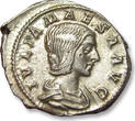 ROMAN EMPIRE AR silver denarius 218-220 A.D. Julia Maesa, Rome mint - PIETAS AVG, Pietas standing left, beauty - EF / EF+ lightly toned