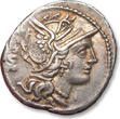 ROMAN REPUBLIC AR silver denarius 101 B.C. L. Sentius C.f., Rome mint - control letter M on reverse - VF+ / EF-scrape on obverse