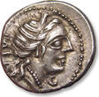 ROMAN REPUBLIC AR silver denarius 92 B.C. C. Allius Bala, Rome- biga of stags, grasshopper symbol, beauty - EF / EF+steelgrey toning