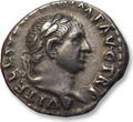 ROMAN EMPIRE AR silver denarius 69 A.D. Vitellius, Rome mint - CONCORDIA PR - nice portrait of this scarcer Emperor VF+ steelgrey toning