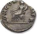 ROMAN EMPIRE AR silver denarius 69 A.D. Vitellius, Rome mint - CONCORDIA PR - nice portrait of this scarcer Emperor VF+ steelgrey toning