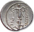 ROMAN REPUBLIC AR silver denarius 56 B.C. C. Memmius C.f, Rome mint VF+ / EF-sharply struck, small die error on obvers