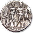 ROMAN REPUBLIC AR silver denarius 109-108 B.C. L. Memmius, Rome mint VF+ / EF-light steelgrey toning