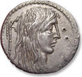 ROMAN REPUBLIC AR silver denarius L. Hostilius Saserna, Rome mint 48 B.C. - exceptionally well struck - VF+ / EF-slight porosity on reverse, banker