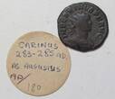 ROMAN EMPIRE AE antoninianus circa 283-285 A.D. Carinus as Augustus, Rome mint, 5th officina - with old collector ticket - F+ / VF even dark patina